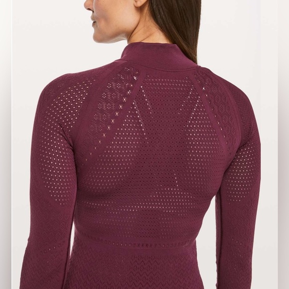 lululemon athletica Tops - 🍋 Lululemon Reveal Mindful Motion Mesh 1/2 Zip Yoga Long sleeve Top Deep Ruby